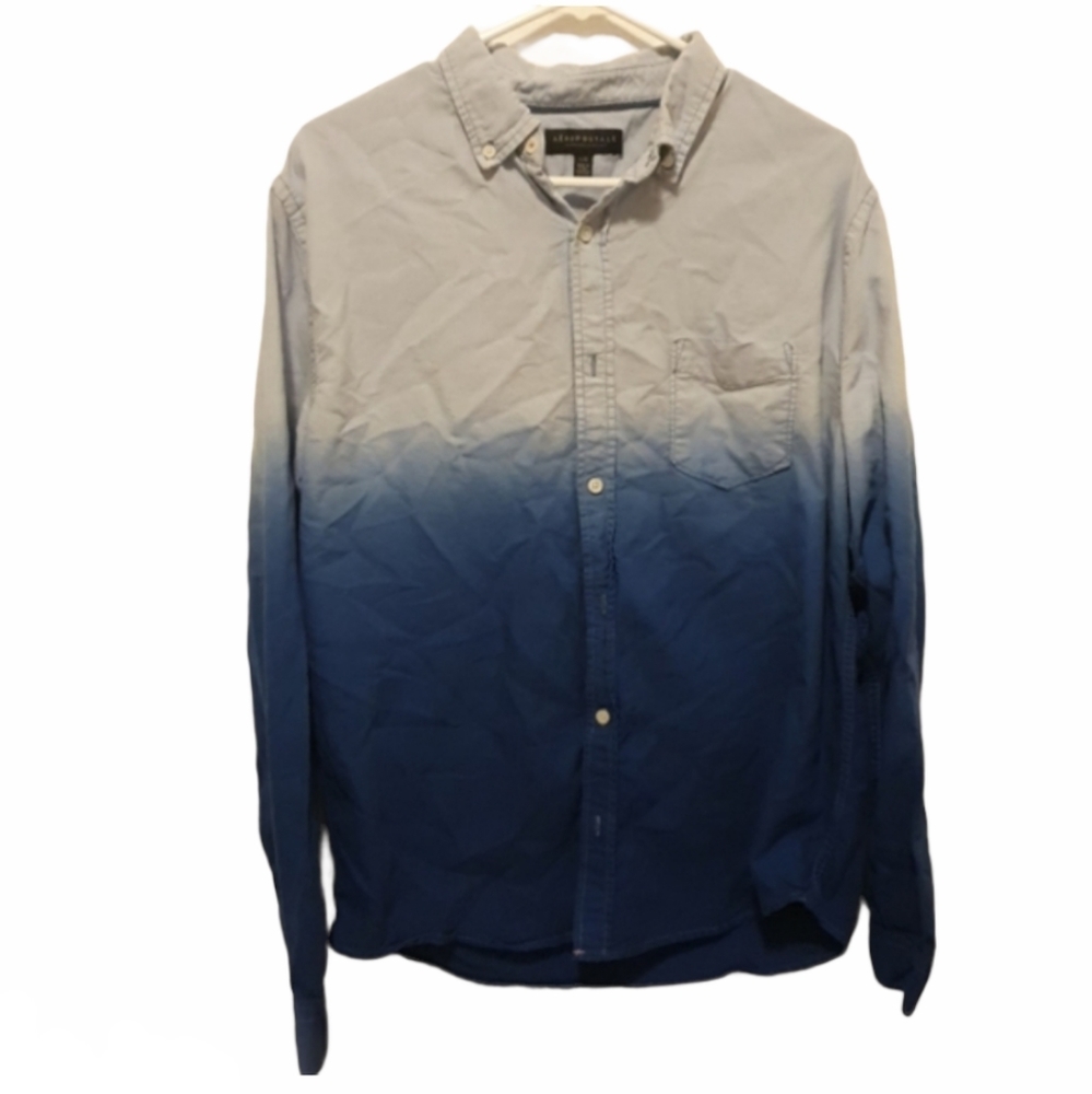 Aeropostale blue ombre button down top - Picture 1 of 4